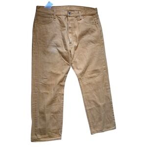 Levi's 501 Button Fly Straight Leg Denim Jeans 38 x 30 Tan Orange